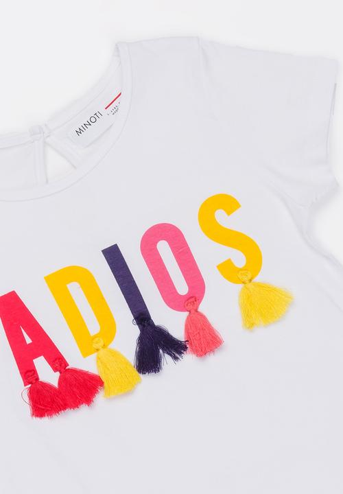 MINOTI - Mexico printed & tassel detail tee - white