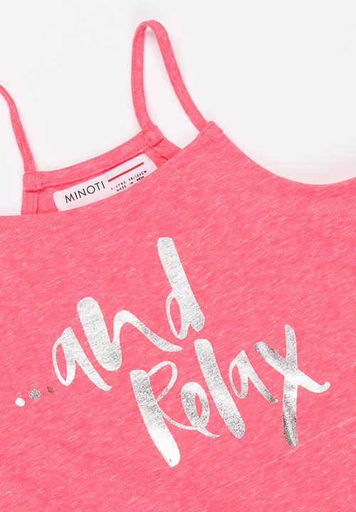 MINOTI - Beachy hanky hem nep foil print top - pink 
