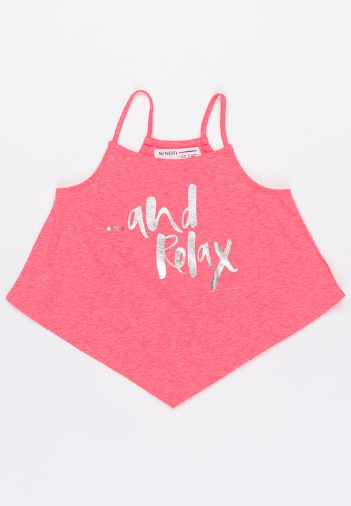 MINOTI - Beachy hanky hem nep foil print top - pink 