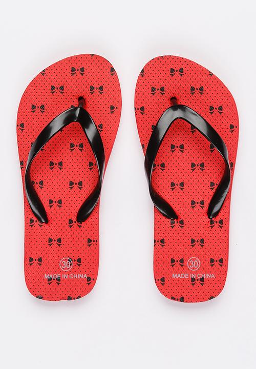 Pop Candy - Printed flip flops - red & black 