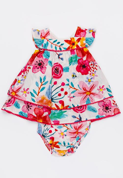 MINOTI - Bee 2 piece AOP woven dress & bloomer set - multi-colour