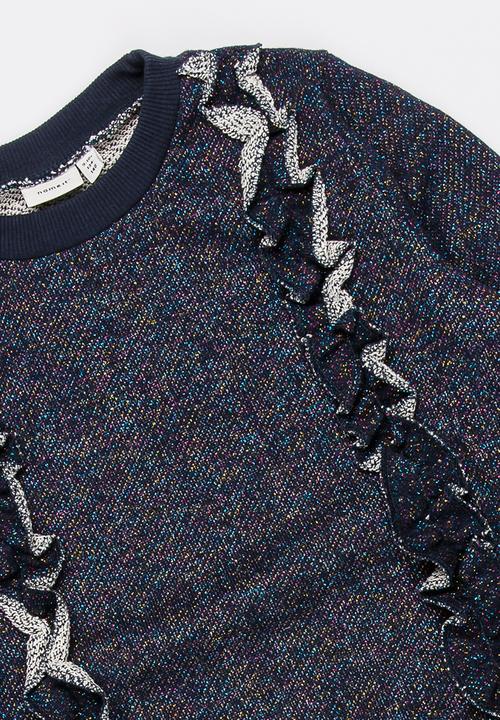 Name It - Long Sleeve Frilled Sweat Top Navy