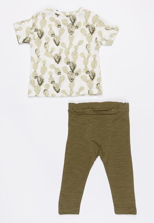 MINOTI - Cactus 2 piece AOP tee & slub Jersey pant - multi-colour