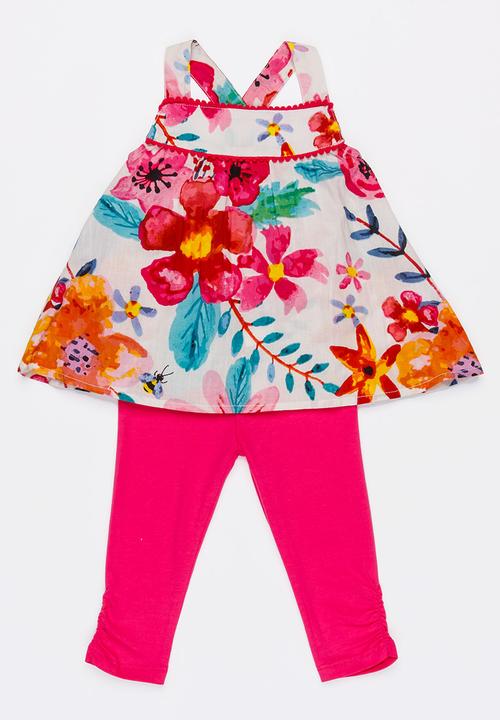 MINOTI - Bee 2 piece woven sun top & jersey leggings - multi