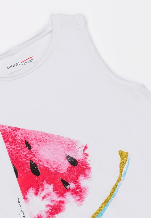 MINOTI - Beachy asymmetric watercolour Print motif to - white