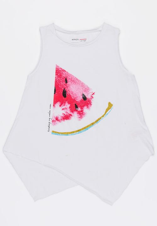 MINOTI - Beachy asymmetric watercolour Print motif to - white