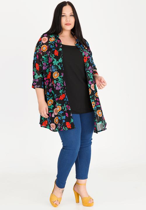 STYLE REPUBLIC PLUS - Longer length soft shirt - black