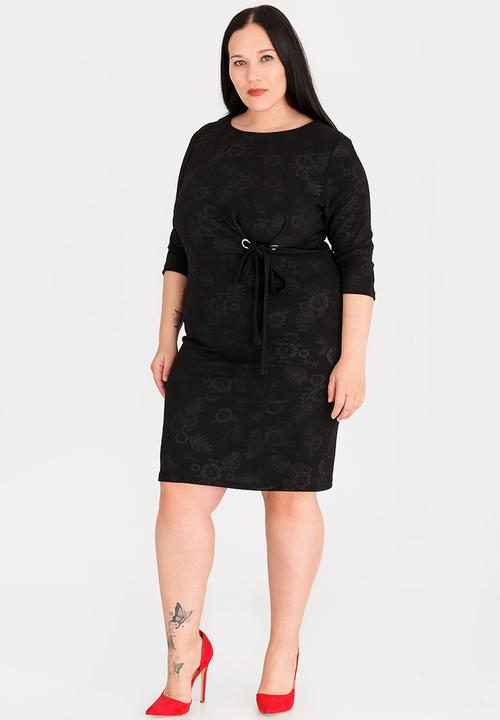 STYLE REPUBLIC PLUS - Eyelet detail bodycon dress - black