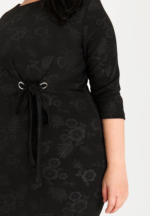 STYLE REPUBLIC PLUS - Eyelet detail bodycon dress - black