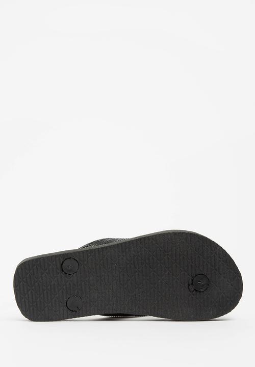 Pop Candy - Shark print flip flops - black