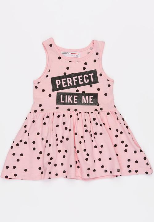 MINOTI - Basic Polka Dot AOP Slogan Dress Multi-colour