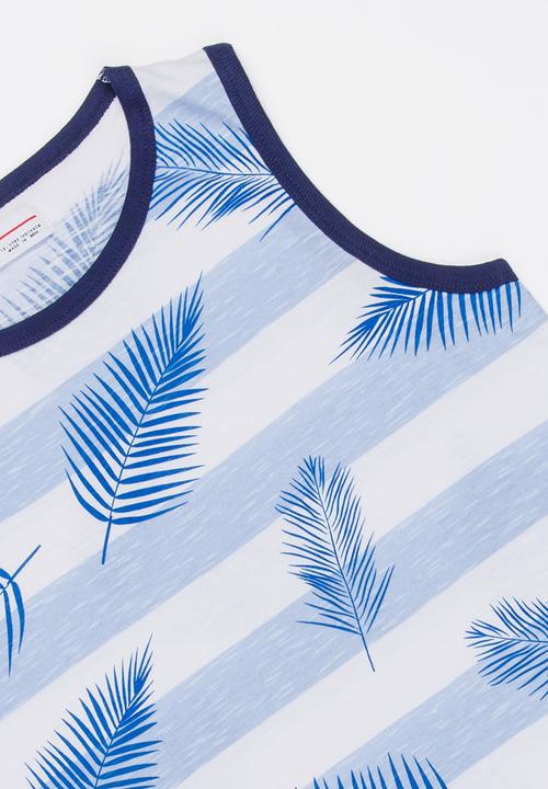 MINOTI - Maui AOP Striped Vest Blue and White