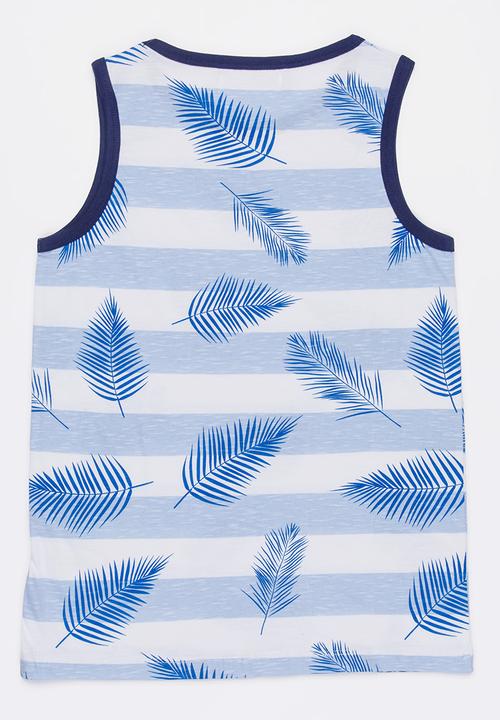 MINOTI - Maui AOP Striped Vest Blue and White