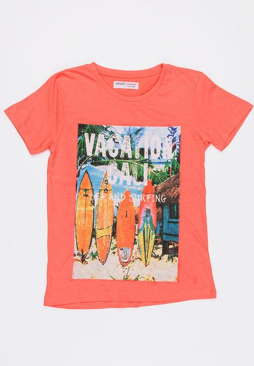 MINOTI - Maui photo print marl tee - coral