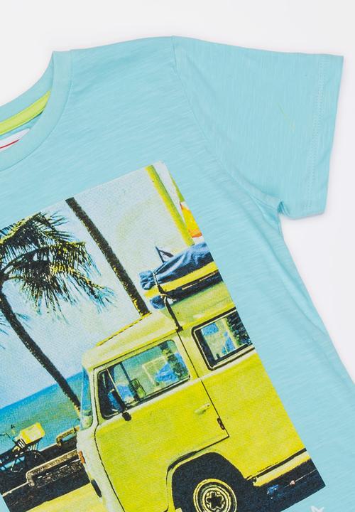 MINOTI - Keywest Photo Print Slub Marl Tee Aqua