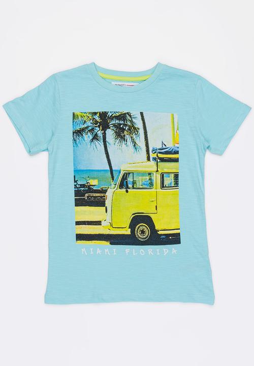 MINOTI - Keywest Photo Print Slub Marl Tee Aqua