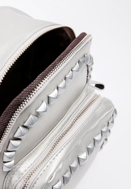 Pop Candy - Metalic Backpack with studs - silver