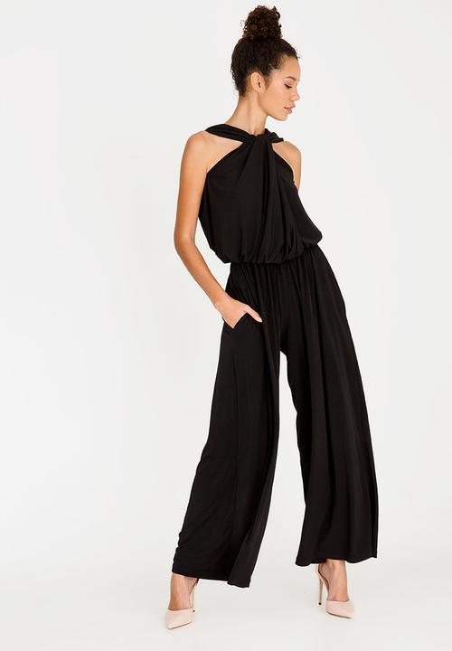 ERRE - Twist front draped jumpsuit - black
