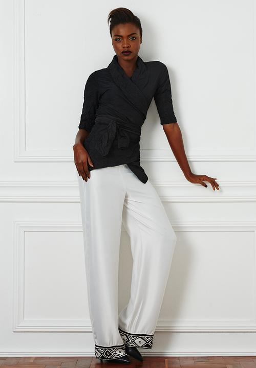 HABITS - Crushed Effect Wrap Shirt Black