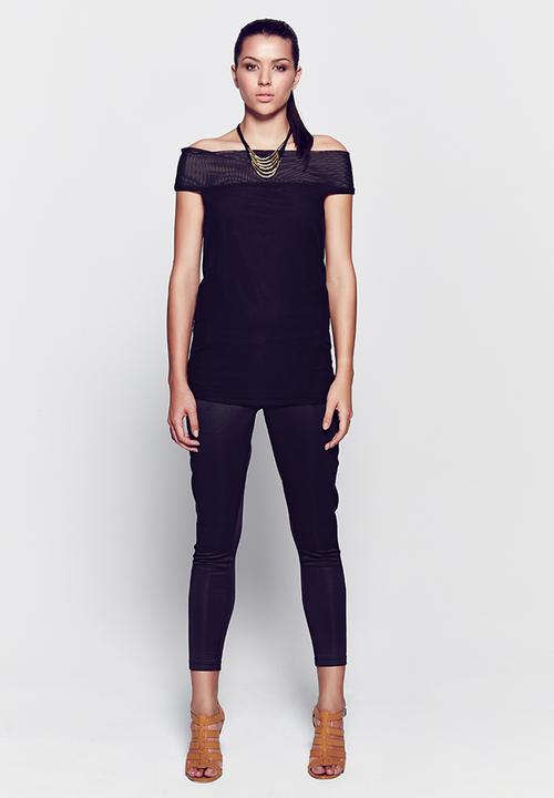 HABITS - Off-the-shoulder Draped Blouse Black