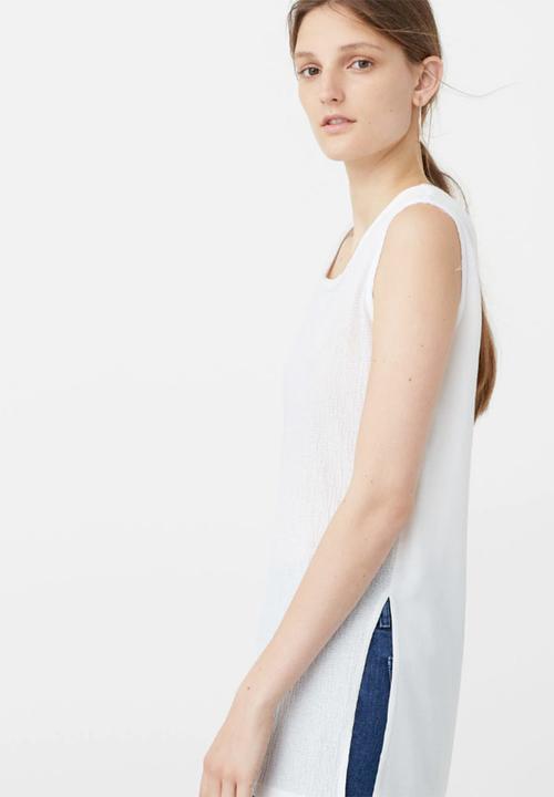MANGO - Side Slit Sleeveless Top White