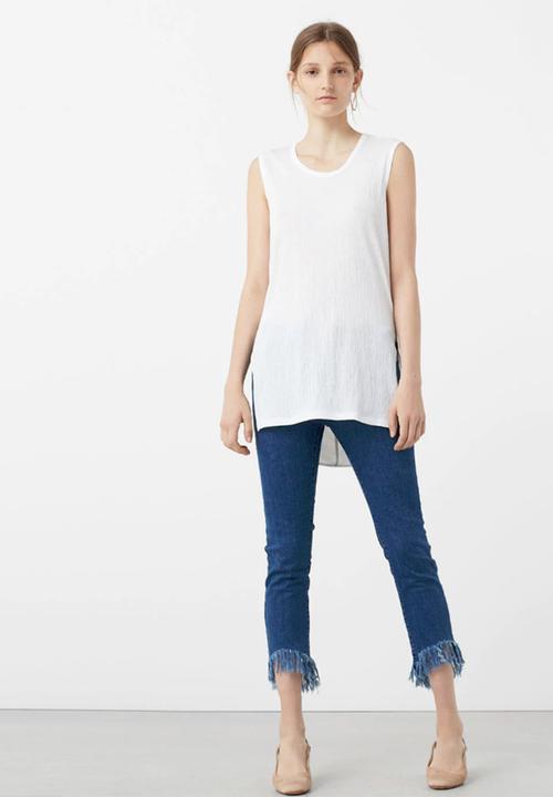 MANGO - Side Slit Sleeveless Top White
