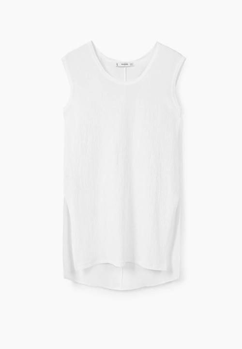 MANGO - Side Slit Sleeveless Top White