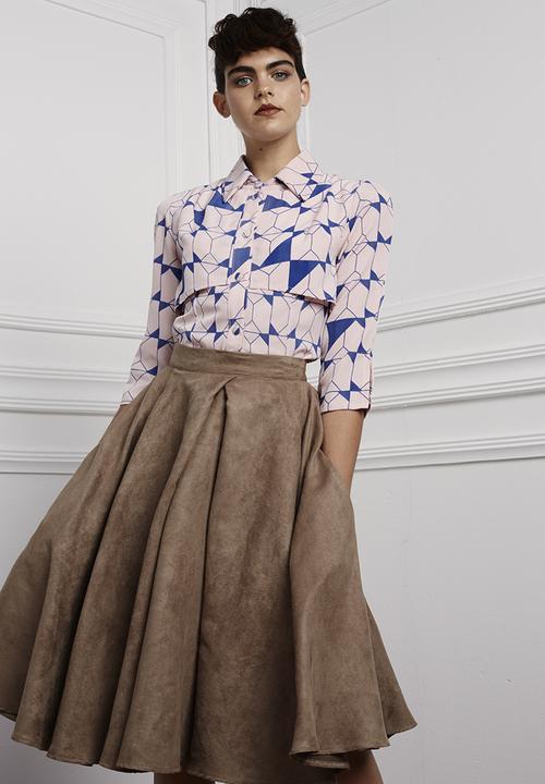 adam&eve; - Frances Suede-like Skirt Mid Brown