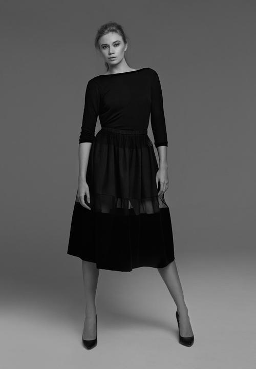 ERRE - Velvet Inset Skirt Black