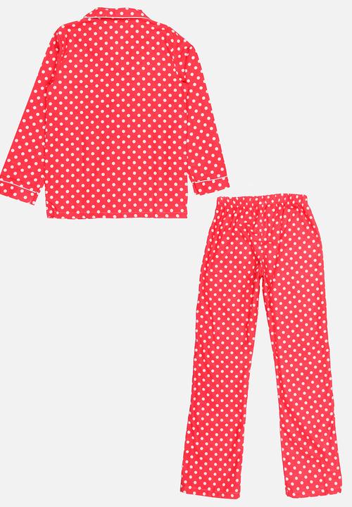 Twin Clothing - Printed Flannel Pj Set Coral