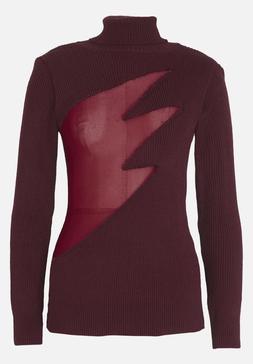 Thebe Magugu - Mesh Detail Top Burgundy
