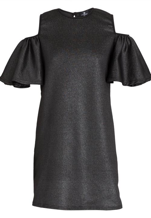 STYLE REPUBLIC - Volume Sleeve Cold Shoulder Dress Black