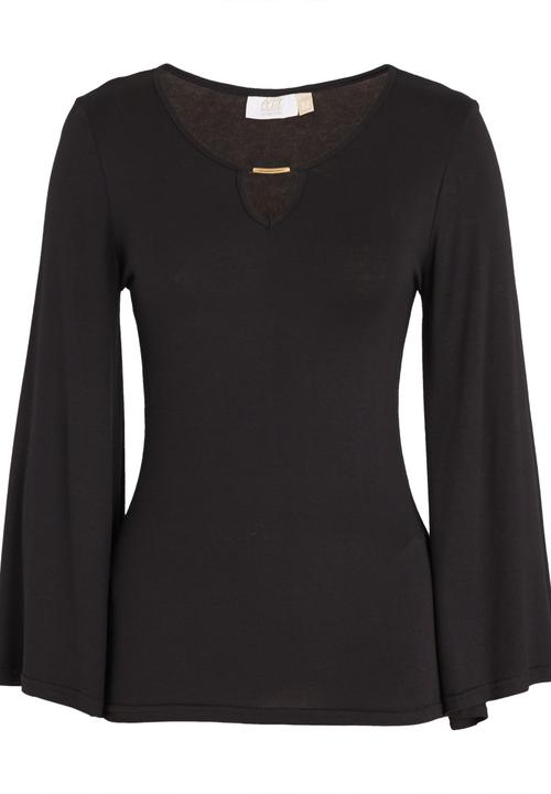 edit - Volume Sleeve Top with Keyhole Black