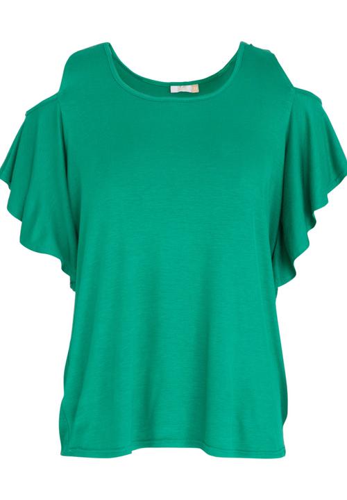 edit - Cold-shoulder Top Green