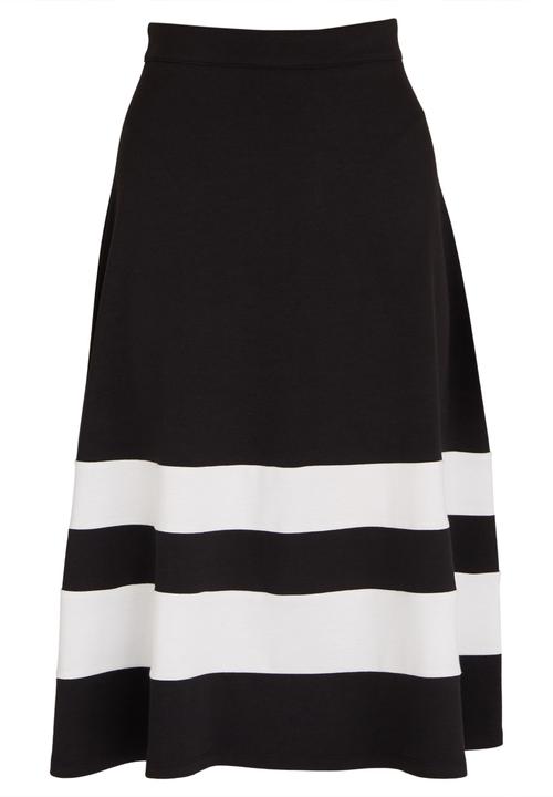 edit - Colourblock Fit and Flare Skirt Black and White