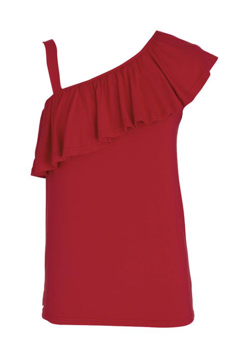 edit - One Shoulder Frilly Top Red