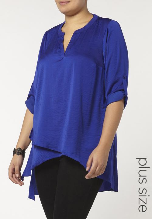 EVANS - Asymmetric Hem Shirt Blue