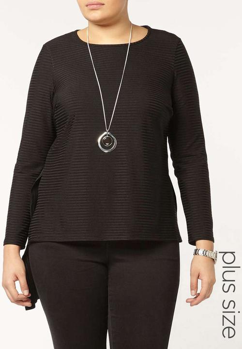 EVANS - Dipped Hem Top Black