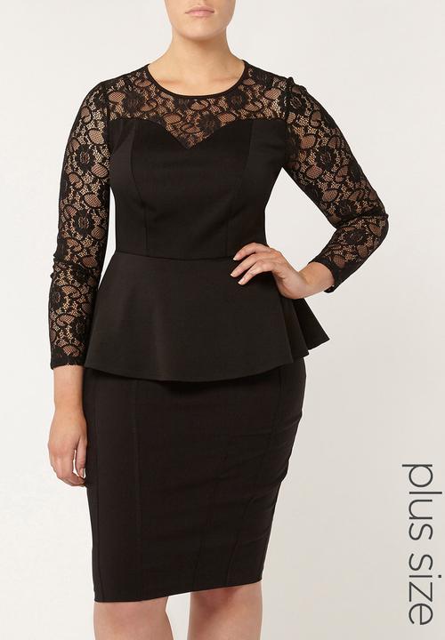 EVANS - Hourglass Fit Peplum Top Black