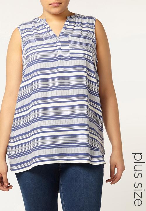 EVANS - Sleeveless Stripe Top Mid Blue