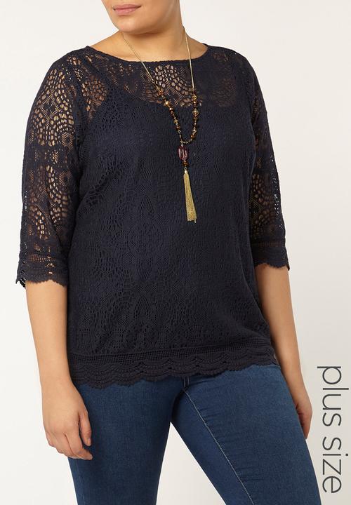 EVANS - Lace Blouse Navy