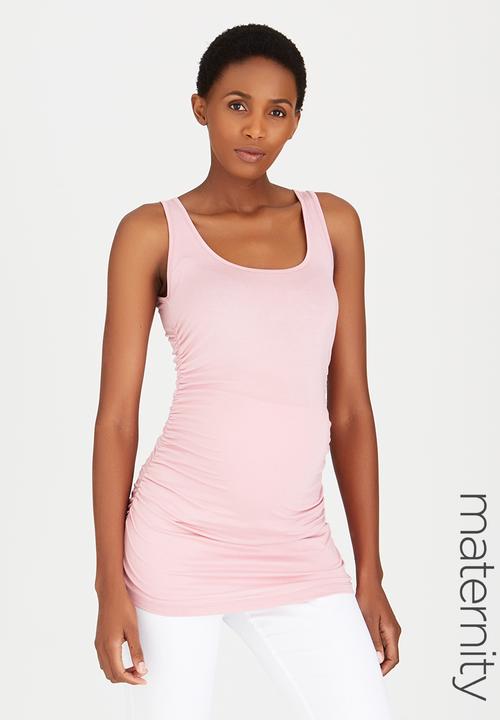 Cherry Melon - Side Gauge Tank Top Pale Pink