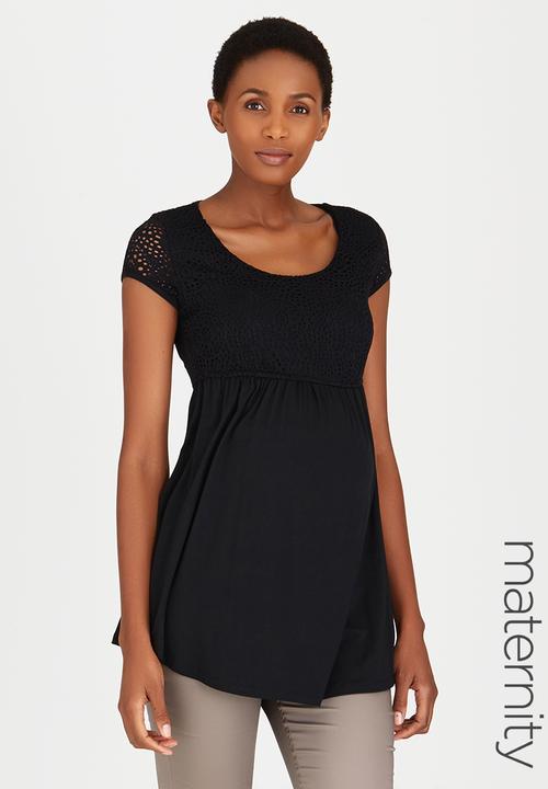 Cherry Melon - Crochet Skater Top Black