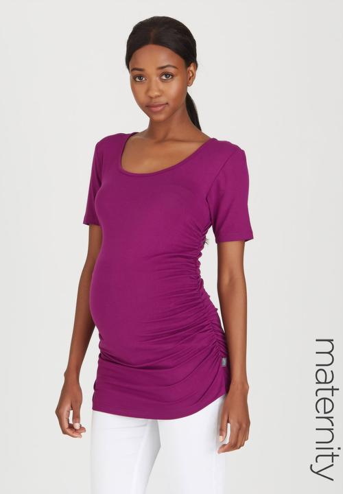 Cherry Melon - Side Gauge Short Sleeve Top Mid Purple