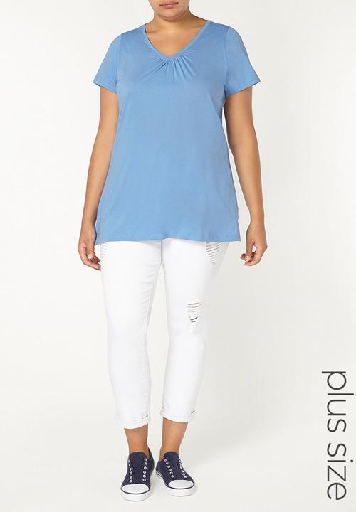 EVANS - Essential V-neck T-shirt Pale Blue
