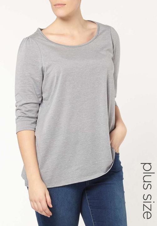 EVANS - 3/4 Sleeve T-shirt Pale Grey