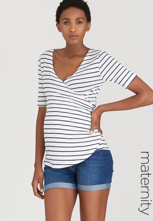 Cherry Melon - Stripe Ballerina Wrap Blue and White