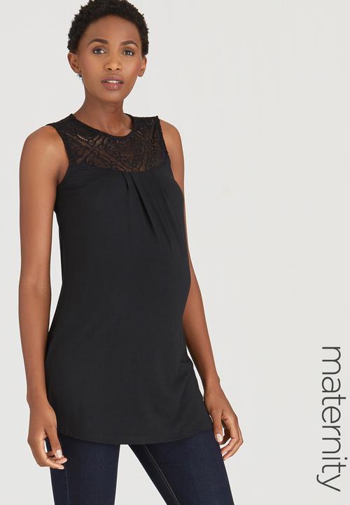 Cherry Melon - Lace Inset Top Black