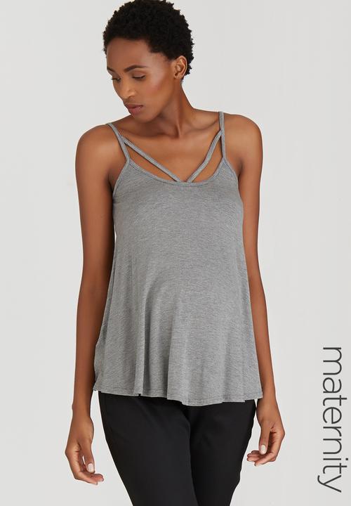 edit Maternity - Neckline Detail Cami Grey Melange