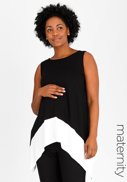 edit Maternity - Contrast Hem Swing Vest Black and White